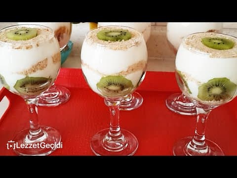 Muhallebili Tatlı Magnolia Tarifi, Muzlu Kivili Bisküvili Tatlı Yapımı, Lezzet Geçidi