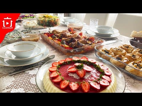 Misafir Menüsü Davet Akşam Yemeği 8 Çeşit Yemek Tarifi - Ana Yemek,Börek,Salata,Tatlı-Lezzet Geçidi