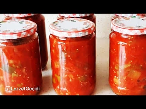 Türlü Konserve Yapımı Patlıcan Biber Domates Sosu Nasıl Yapılır (Çok Pratik Tarif)