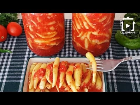 Domates Soslu Süs Biber Turşusu Tarifi (1 Litrelik Cam Kavanozda Nasıl Yapılır)