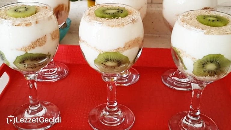 Muhallebili Tatlı Magnolia Tarifi, Muzlu Kivili Bisküvili Tatlı Yapımı, Lezzet Geçidi